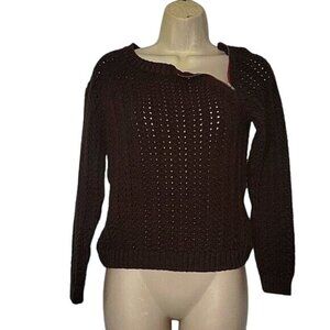 American Eagle Outfitters Brown Knit Pullover Sweater With Side Zipper Detail S/